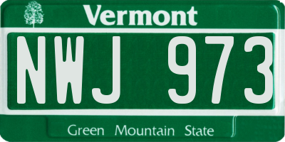 VT license plate NWJ973