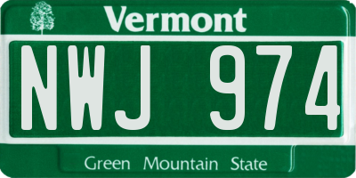 VT license plate NWJ974
