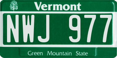 VT license plate NWJ977