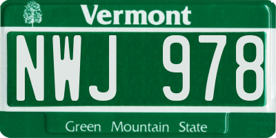 VT license plate NWJ978