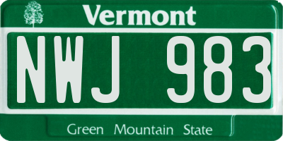 VT license plate NWJ983