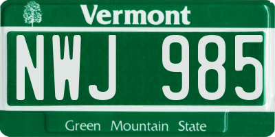VT license plate NWJ985