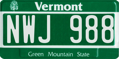 VT license plate NWJ988