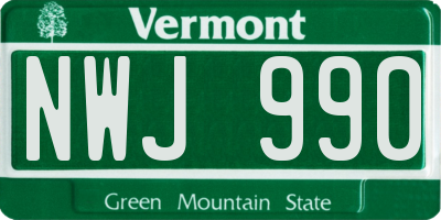 VT license plate NWJ990
