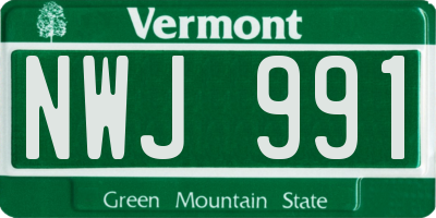 VT license plate NWJ991