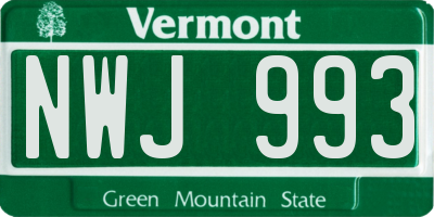 VT license plate NWJ993