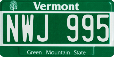 VT license plate NWJ995