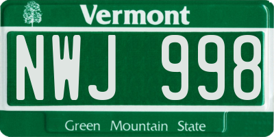 VT license plate NWJ998