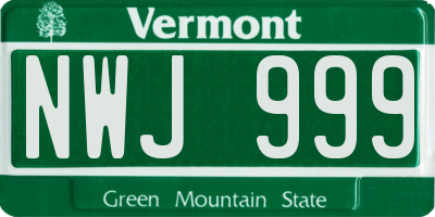 VT license plate NWJ999