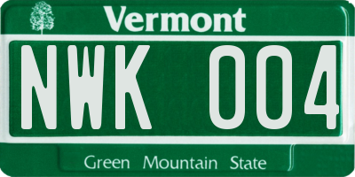 VT license plate NWK004