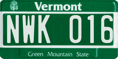 VT license plate NWK016