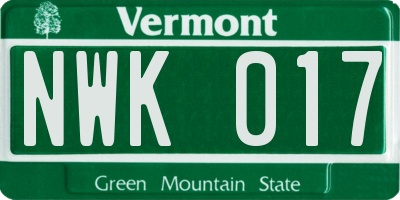 VT license plate NWK017