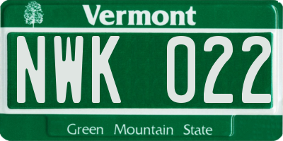 VT license plate NWK022
