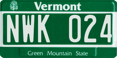 VT license plate NWK024