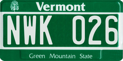 VT license plate NWK026