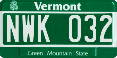 VT license plate NWK032