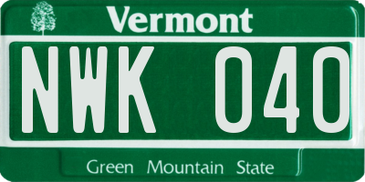 VT license plate NWK040