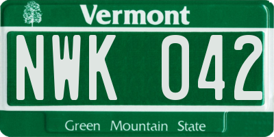 VT license plate NWK042