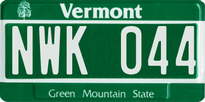 VT license plate NWK044