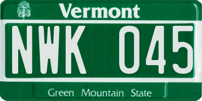 VT license plate NWK045