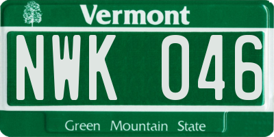 VT license plate NWK046