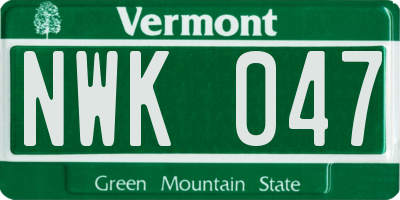 VT license plate NWK047