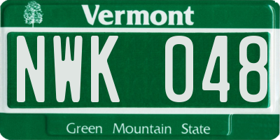 VT license plate NWK048
