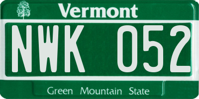 VT license plate NWK052