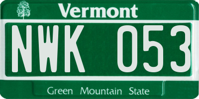 VT license plate NWK053