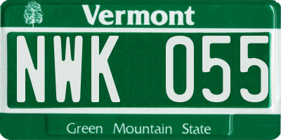 VT license plate NWK055