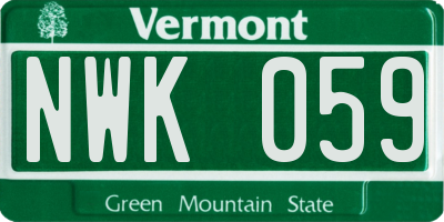 VT license plate NWK059