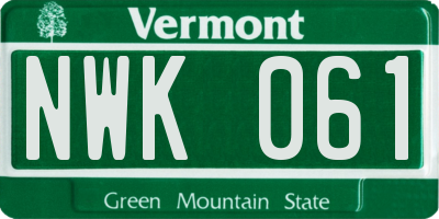VT license plate NWK061