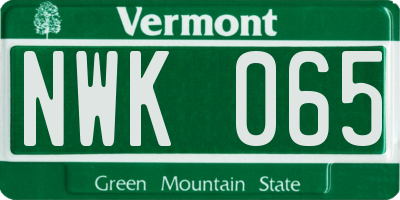 VT license plate NWK065