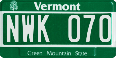 VT license plate NWK070