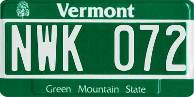 VT license plate NWK072