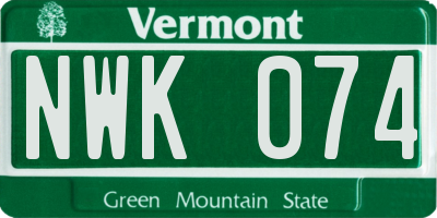 VT license plate NWK074