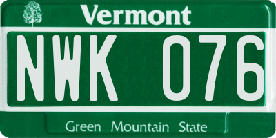 VT license plate NWK076