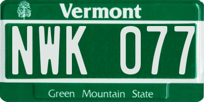 VT license plate NWK077