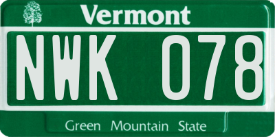 VT license plate NWK078