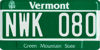 VT license plate NWK080