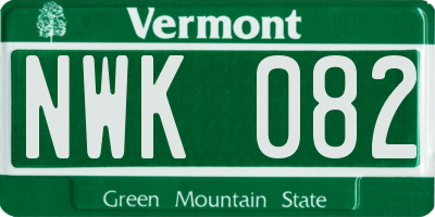 VT license plate NWK082