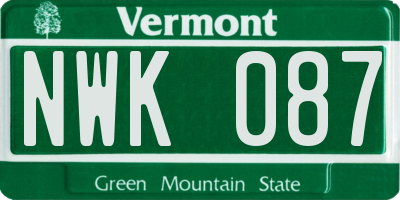 VT license plate NWK087