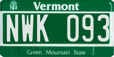VT license plate NWK093