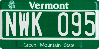 VT license plate NWK095