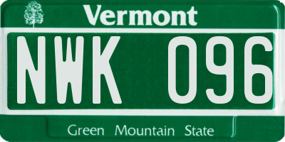 VT license plate NWK096