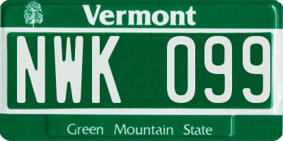 VT license plate NWK099