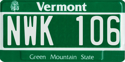 VT license plate NWK106