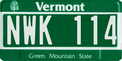 VT license plate NWK114