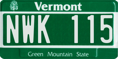 VT license plate NWK115