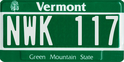 VT license plate NWK117